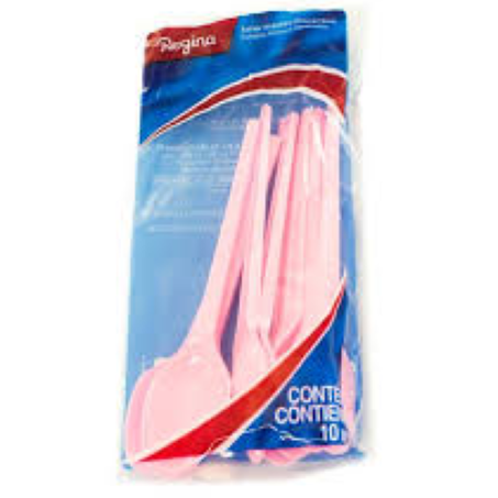 COLHER DESCART ROSA PLAST REGINA C/25