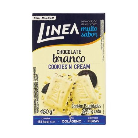 Chocolate Barra Linea Branco Cookies Cream Embalagem 30G