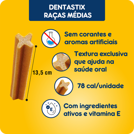 Petisco para Cães Adultos Raças Médias Pedigree Dentastix Pacote 77g com 3 Unidades 360-3