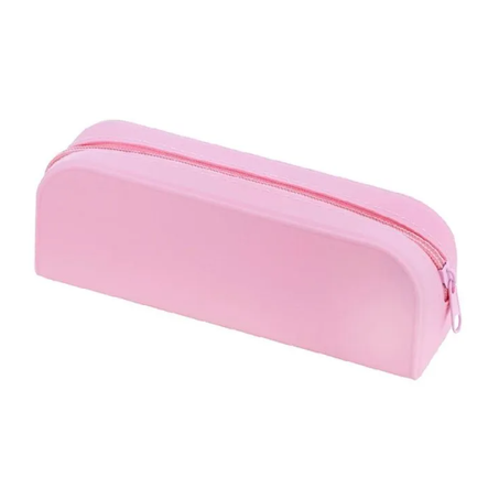 ESTOJO RETANGULAR DE SILICONE 1 ZÍPER ROSA PASTEL BRW