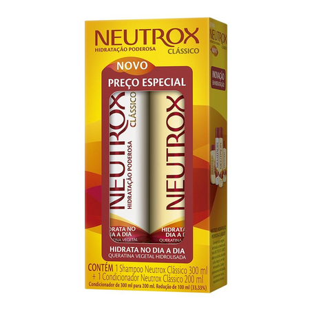 Kit Shampoo 300ml + Condicionador 200ml Neutrox Hidra Brilho Caixa com 2un - 500ml