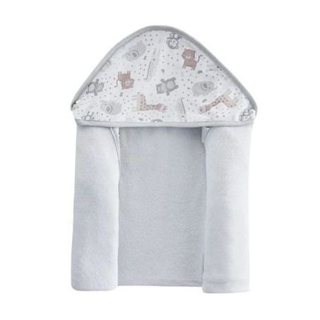 TOALHA BENE CASA COM CAPUZ ZOO CINZA 70X70