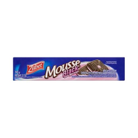 Biscoito Doce Recheado Zabet Mousse Black Morango Pacote 145G