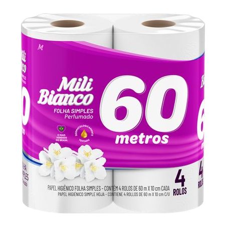 PAPEL HIGIÊNICO MILI BIANCO 4X60M PERFUMADO