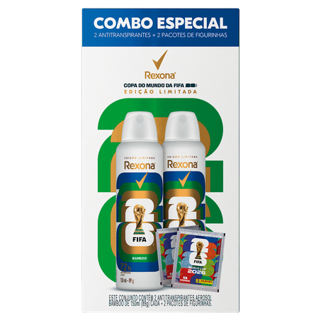Pack Antitranspirante Rexona  Bamboo 150ml com 2 unidades Edição Limitada Fifa 2026