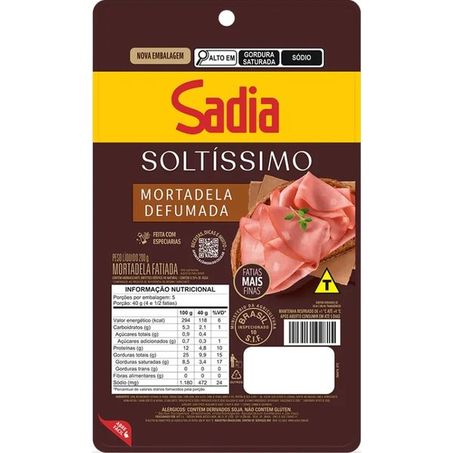 Mortadela sadia soltíssimo defumada fatiada 200g