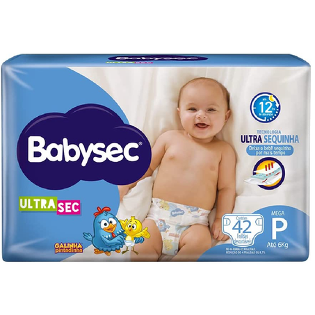 FRALDA BABYSEC ULTRA MEGA P COM 42 UNIDADE