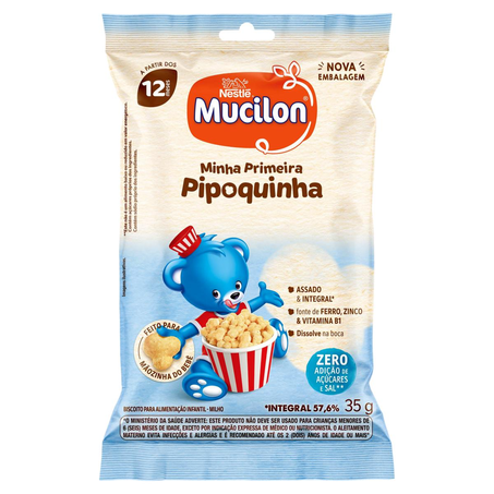 Biscoito Mucilon 35g - Sem Açúcar - Pipoquinha - Milho