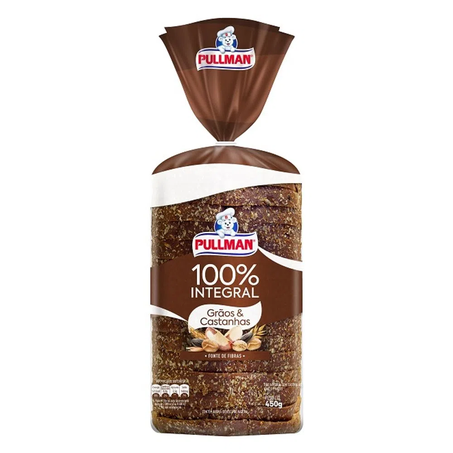 PÃO PULLMAN GRÃOS&CASTANHAS 450G