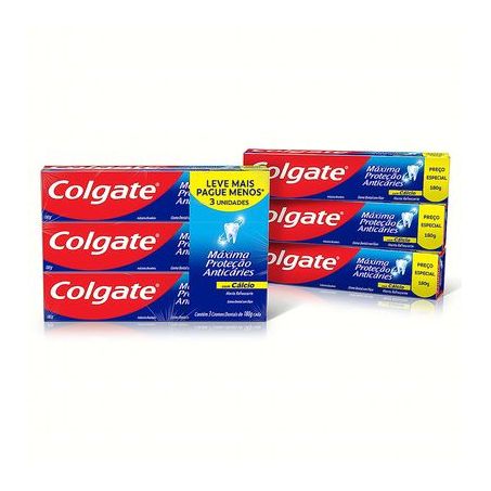Pack Creme Dental Menta Refrescante Colgate Máxima Proteção Anticáries Caixa 3 Unidades Cada Leve Mais Pague Menos 180G