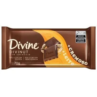 Chocolate leite/amend mais cremoso divine 70g