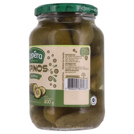 Pepinos em Conserva Cepêra Pote de Vidro 300gr 360-6