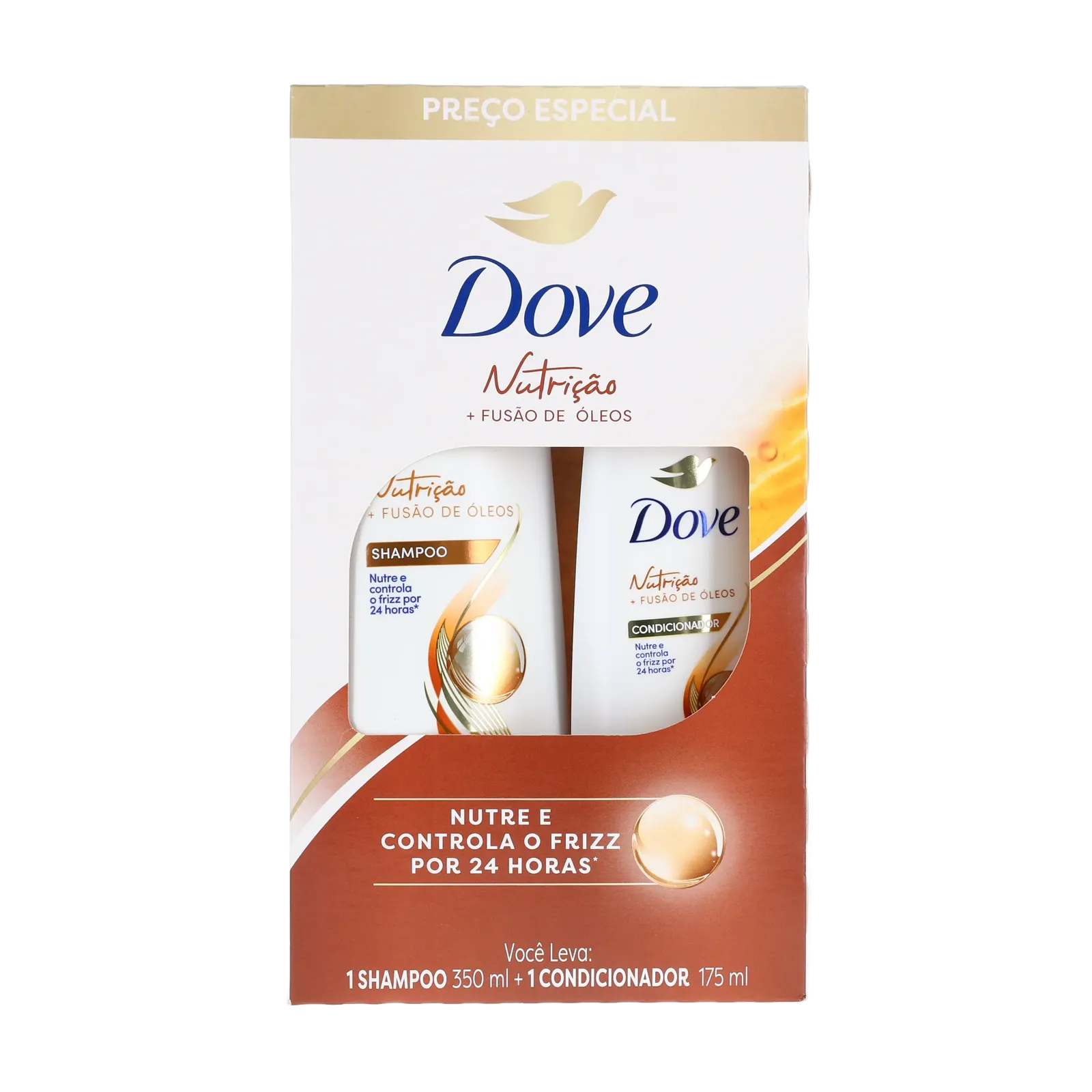 Kit shampoo dove 350ml+ condicionador 175ml nutrição + fusão de óleos