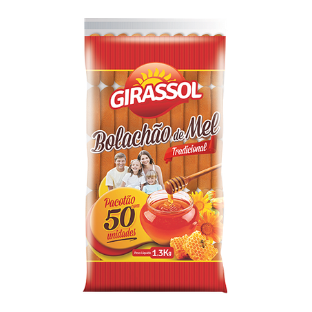 BOLACHÃO DE MEL GIRASSOL TRADICIONAL PACOTE 1,3KG