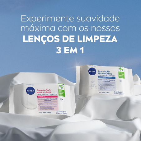 Lenço Umedecido Facial NIVEA 3 em 1 Biodegradáveis 25 Unidades 360-1