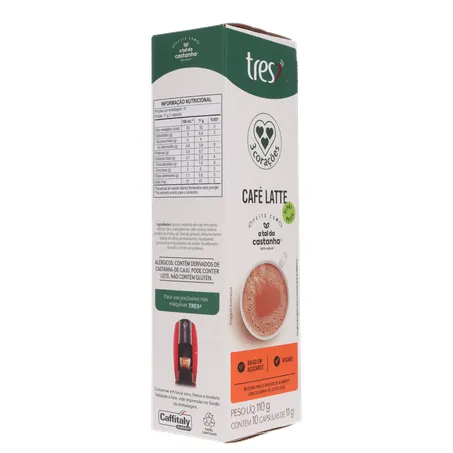 Café com Leite em Cápsula 3corações Latte Vegano Caixa com 10un - 110gr 360-31