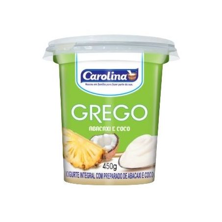 Iogurte grego carolina sabor abacaxi e coco 450g