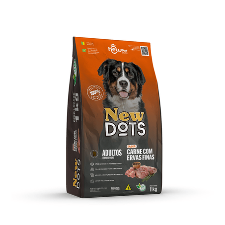Racao New Dots Caes Adulto Carne 1kg Carne