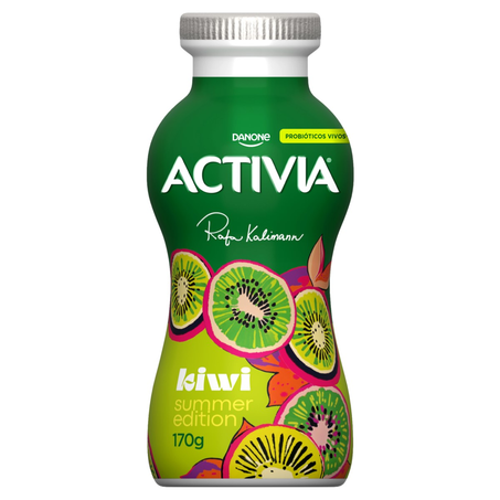 Leite Fermentado Parcialmente Desnatado Kiwi com Probióticos Vivos Activia Frasco 170g Summer Edition