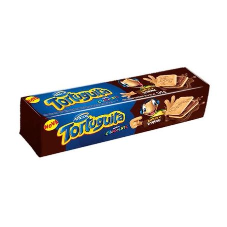 Bisc Rech. Tortuguita 130g Quadrado Chocolate