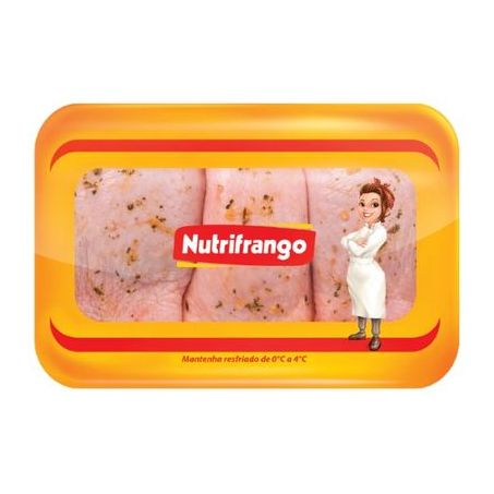 Sobrecoxa de frango Nutrifrango temperado resfriado Aprox. 1,2kg a Un