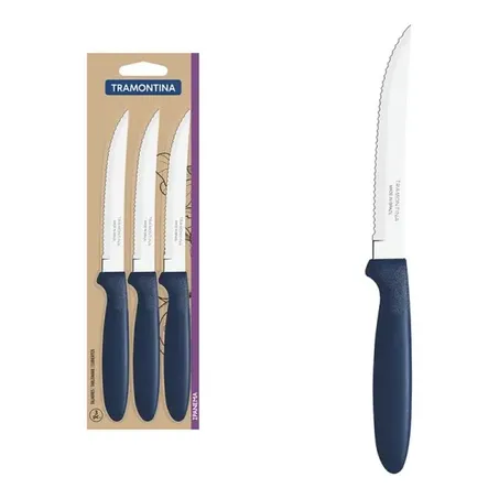 TRAMONTINA CJ FACA CHUR INOX IPANEMA 3PCS AZUL 315