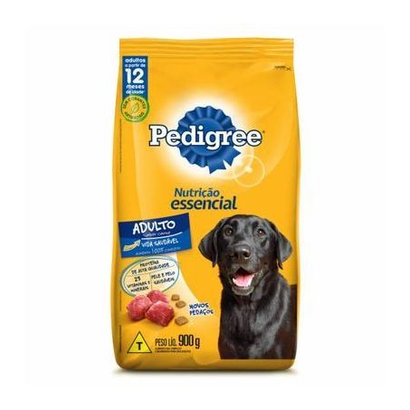 Ração pedigree 900g adulto sabor carne