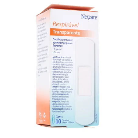 Curativo nexcare transparente respirável caixa c-10unid 360-16