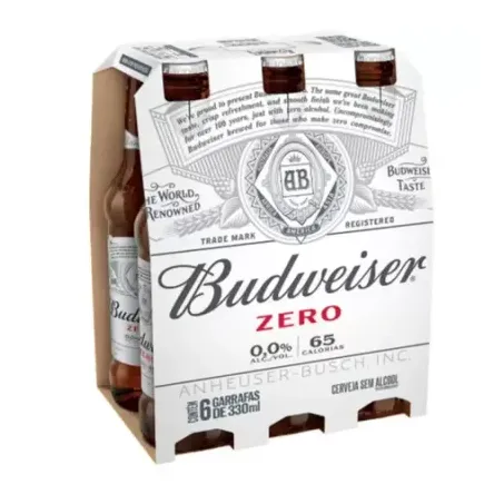 Cerveja budweiser pcc/06x330ml long neck zero alcool pc
