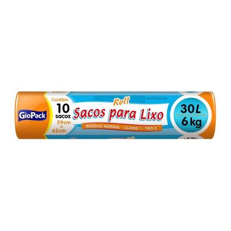 Saco p lixo giopack roll 30l 6kg c/10