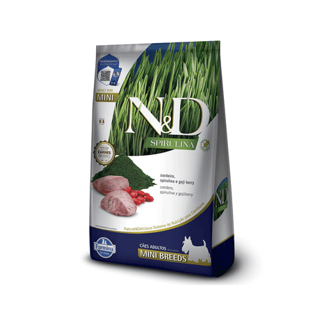 Ração Farmina N&D Spirulina para Cães Adultos de Porte Mini Sabor Cordeiro, Spirulina e Goji Berry 2Kg