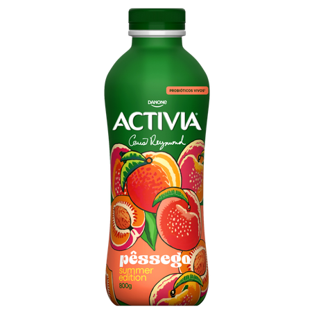 Leite Fermentado Parcialmente Desnatado Pêssego com Probióticos Vivos Activia Garrafa 800g Summer Edition