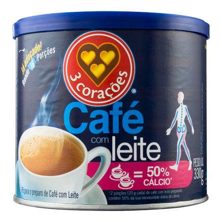 Café com leite solúvel tradicional 3 corações