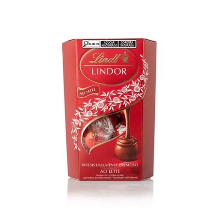Choc Lindt Lindor 75g Bombom Ao Leite