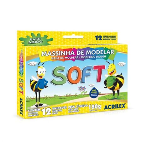 Massa modelar acrilex 12 cores soft 24709