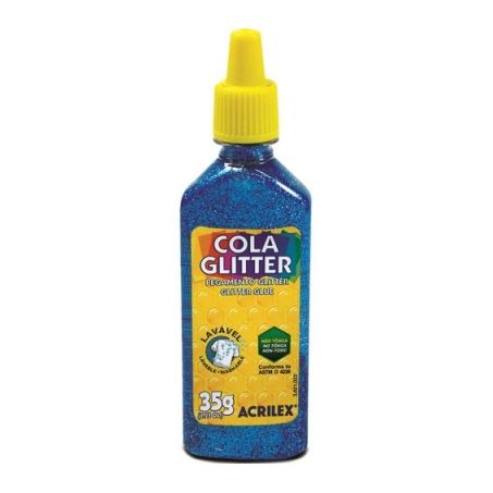 COLA ACRILEX C/GLITER AZUL TB 35 G