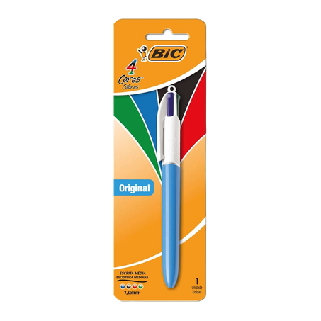 CANETA BIC SM MACIA 4 CORES AZUL COM 1 UNIDADE