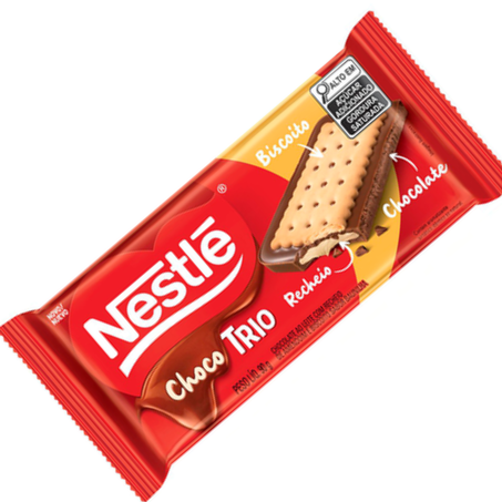 Chocolate barra nestle 90g choco trio leite e amendoim