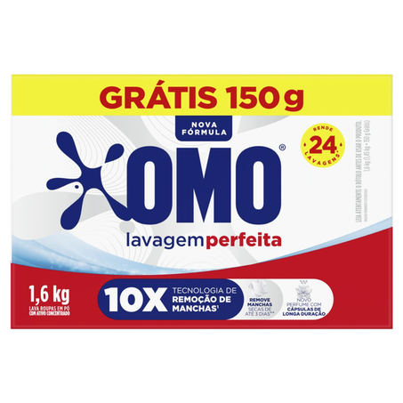 Sabão em Pó Omo Leve 1,6kg, Pague 1,45kg - Lavagem Perfeita