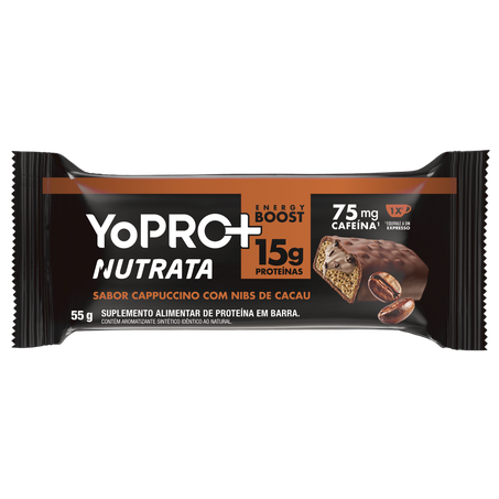BARRA DE PROTEÍNA NUTRATA YOPRO CAPPUCCINO COM NIBS DE CACAU STICK 55G