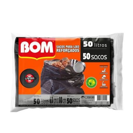 Saco Para Lixo Bom Extra Forte Preto 50 Litros Com 50 Unidades