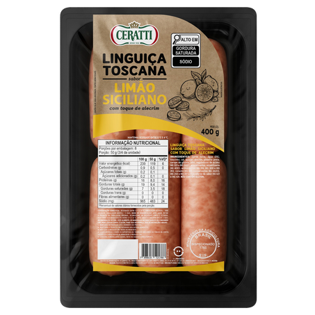 Linguiça Toscana Ceratti Sabor Limão Siciliano 400g