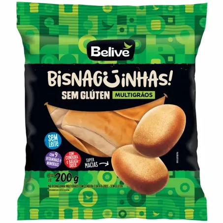 BISNAGUINHA SEM GLÚTEN MULTIGRÃOS 200G - BELIVE