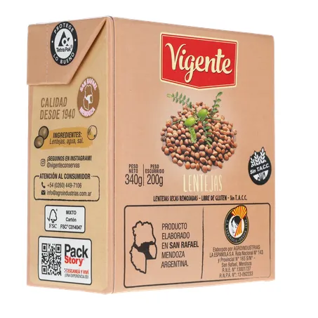 LENTILHA EM CONSERVA IMPORTADO DA ARGENTINA VIGENTE TP 200G 360-14