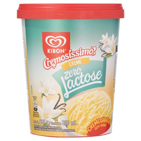 SORVETE CREME ZERO LACTOSE KIBON CREMOSÍSSIMO