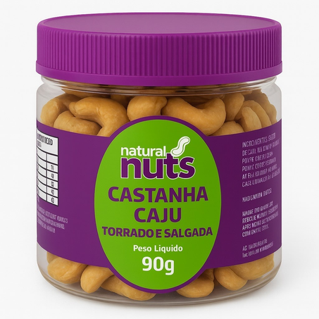 Castanha de Caju Torrada Natural Nuts Salgada 90G