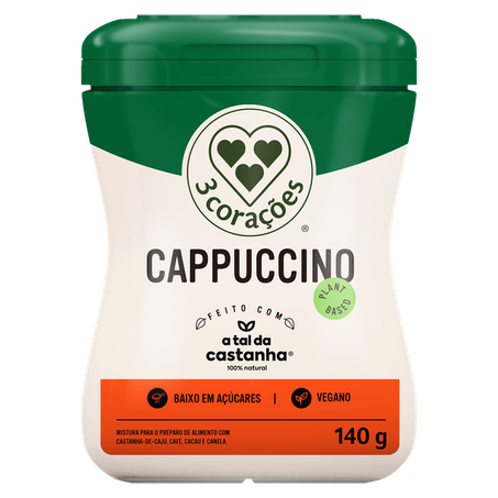 CAPPUCCINO COM LEITE VEGETAL 140G - 3 CORAÇÕES
