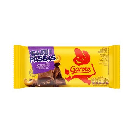 CHOCOLATE GAROTO 80G CAJU/PASSAS