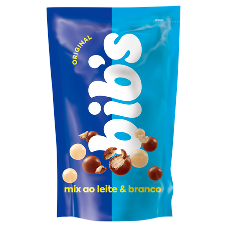 Flocos de Arroz Cobertura Mix ao Leite & Branco Bib's Sachê 120g