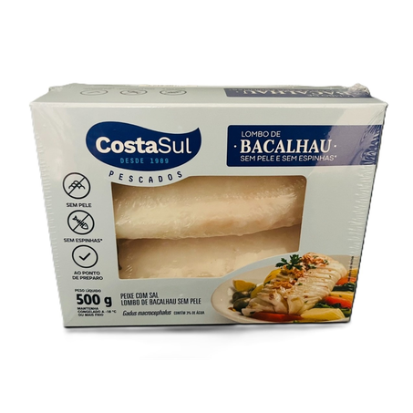 Bacalhau Costa Sul Lombo sem Pele e Espinhas 500g